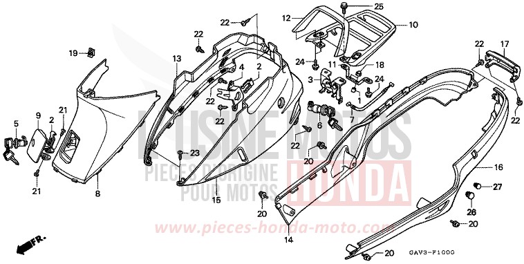 GEHAEUSEABDECKUNG von CB1300 Super Bold'or ABS BARBADOS BLUE (B134) von 1995